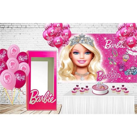 Sparkling Birthday Party Decorations Girl Birthday,Baby Shower Pink Barbie 5x3ft - Picture 4 of 7